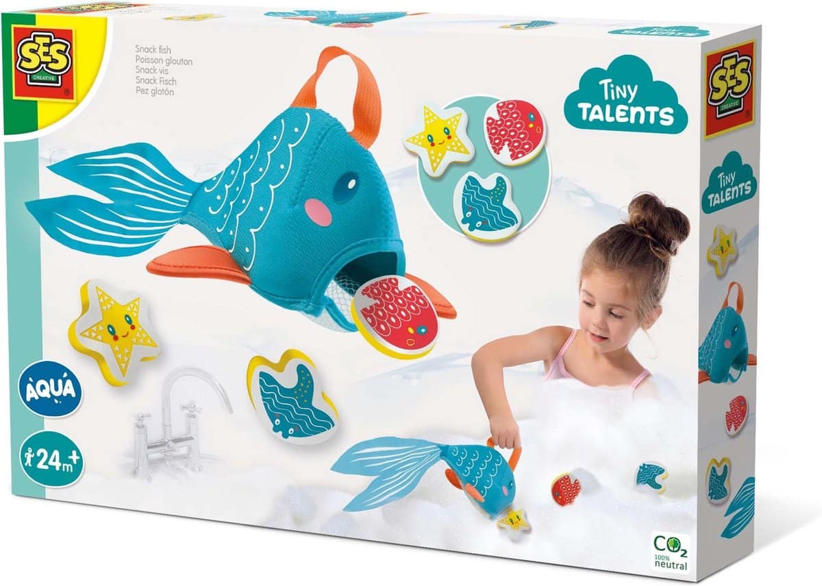 Winzige Talente Snack Fischbadspielzeug mit 3 Schaumstoffsnacks