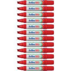 Permanentmarker Artline 100 Ultra 7,5-12 mm rot schräg umweltfreundlich