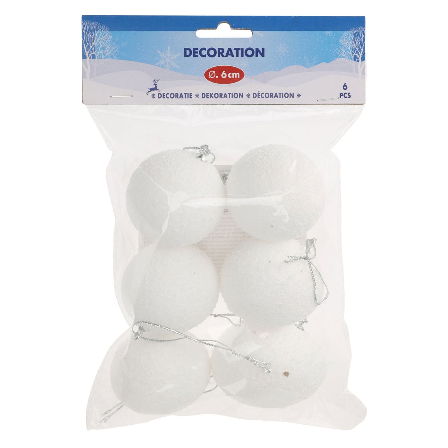 Dekoration Schneebälle 6 cm, 6st.