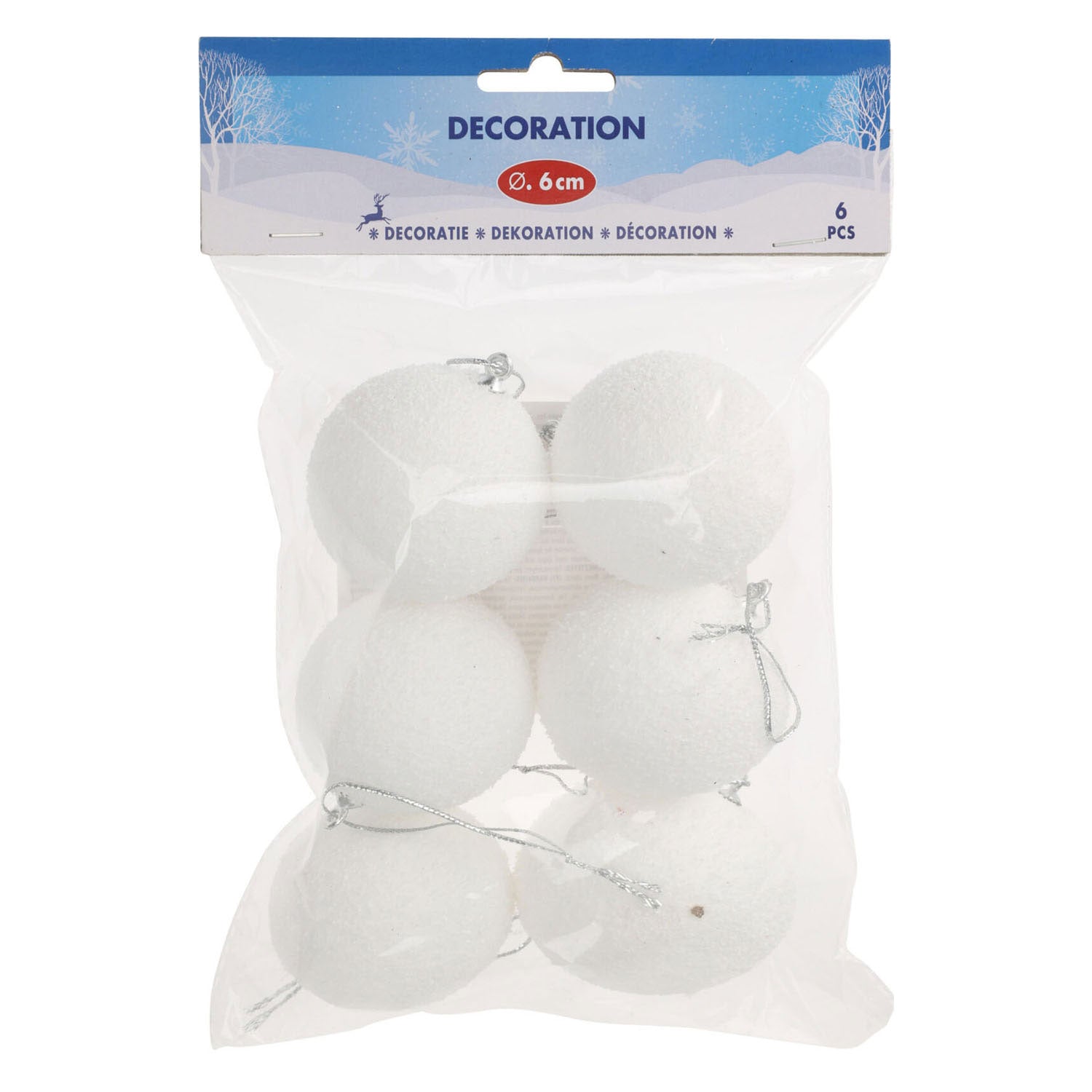Dekoration Schneebälle 6 cm, 6st.
