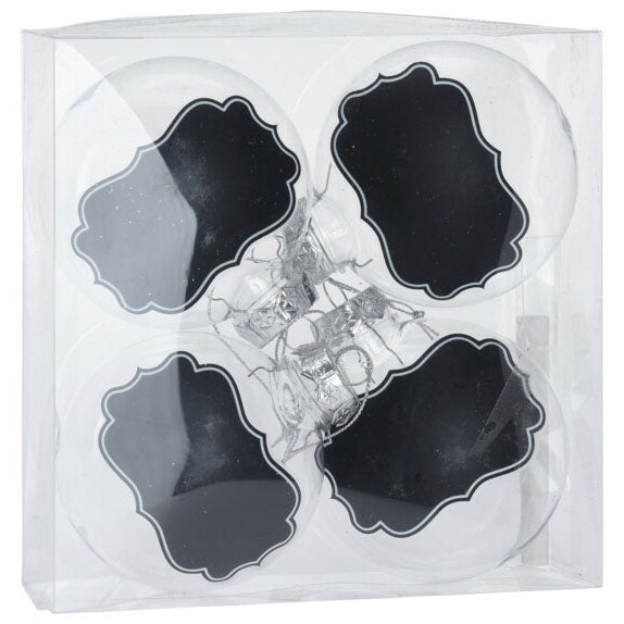 Transparente Weihnachtsbälle mit Kreideetiketten, 5st.