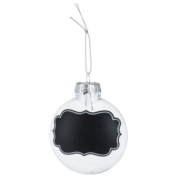 Transparente Weihnachtsbälle mit Kreideetiketten, 5st.