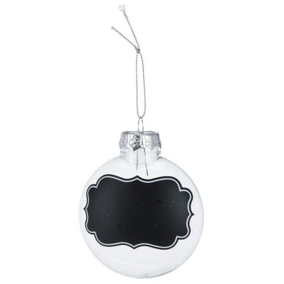 Transparente Weihnachtsbälle mit Kreideetiketten, 5st.