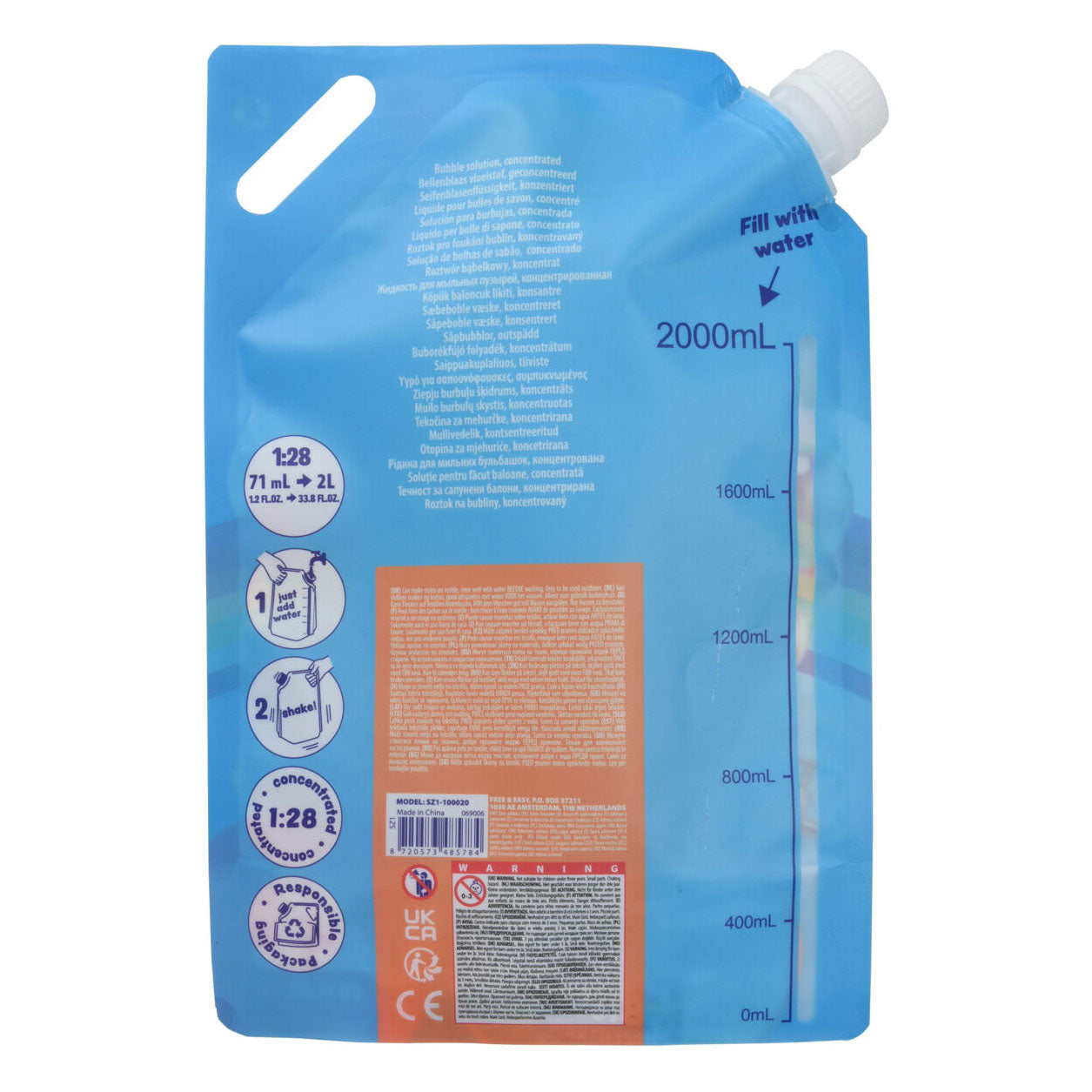 Blasenblasen konzentriertes Mischen mit Wasserbeutel, 2 Liter