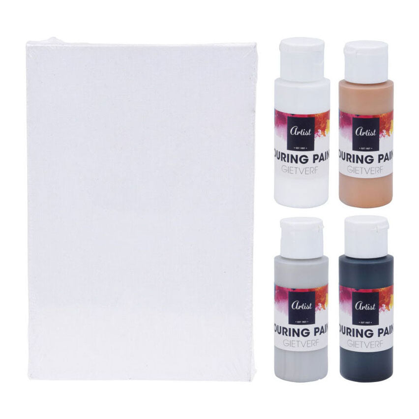 Gießen von Acrylfarbe, 4 Farben
