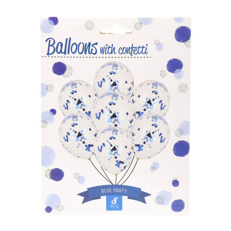 Luftballons mit Blue Confetti, 8st.