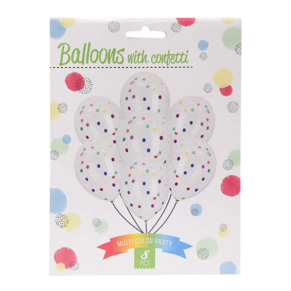 Luftballons mit Konfetti Multi Colors, 8st.