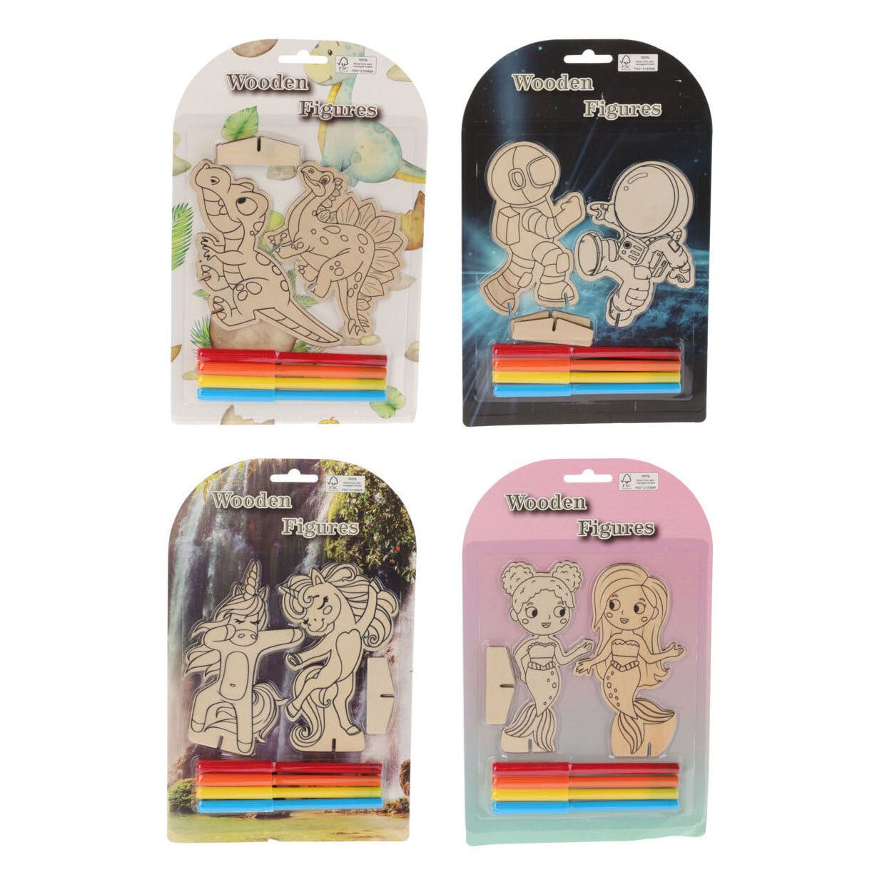 Holzthema -Figuren Farbset