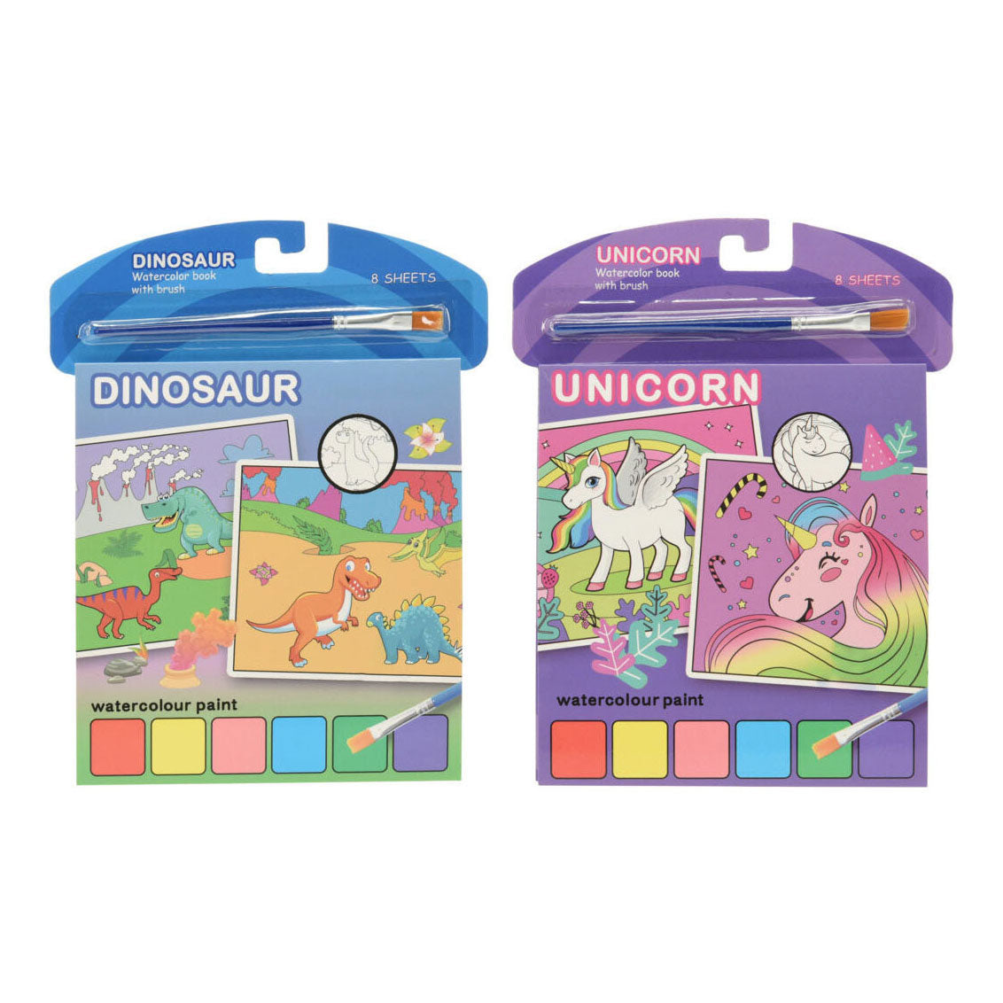 Aquarellbuch Eenhoorn oder Dino