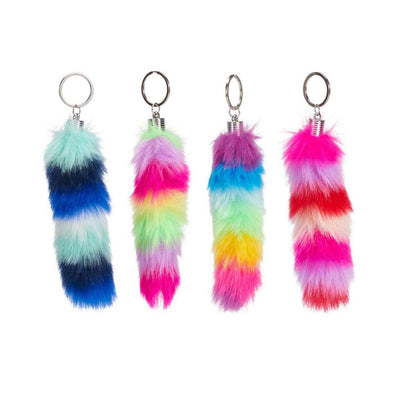 Schlüsselanhänger flauschiger Regenbogenschwanz - 13cm