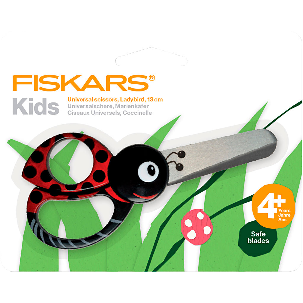 Fiskars Kinderschere mit Tiermotiv, Marienkäfer, L: 13 cm, 1 Stück