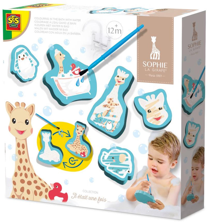 SES Sophie La Girafe Farben mit Wasser im Bad