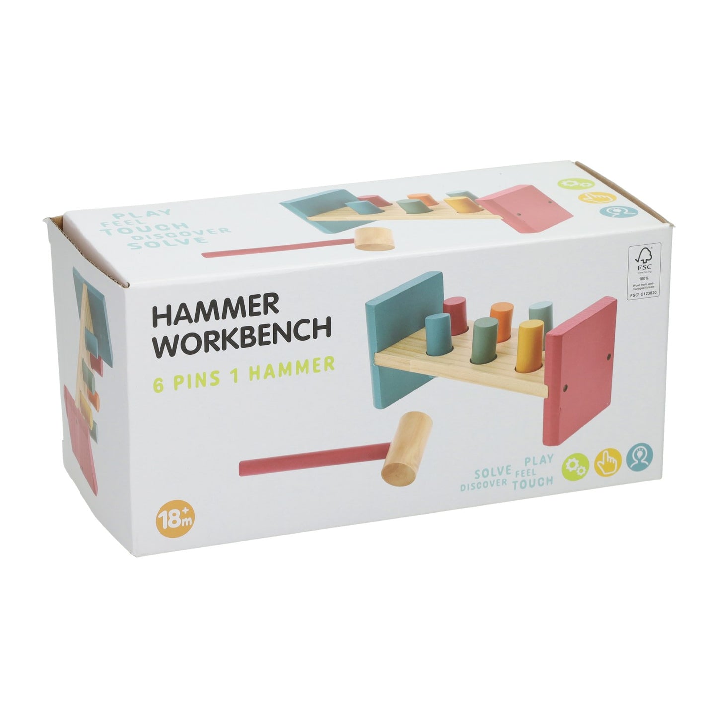 Hammerbank aus Holz mit Hammer
