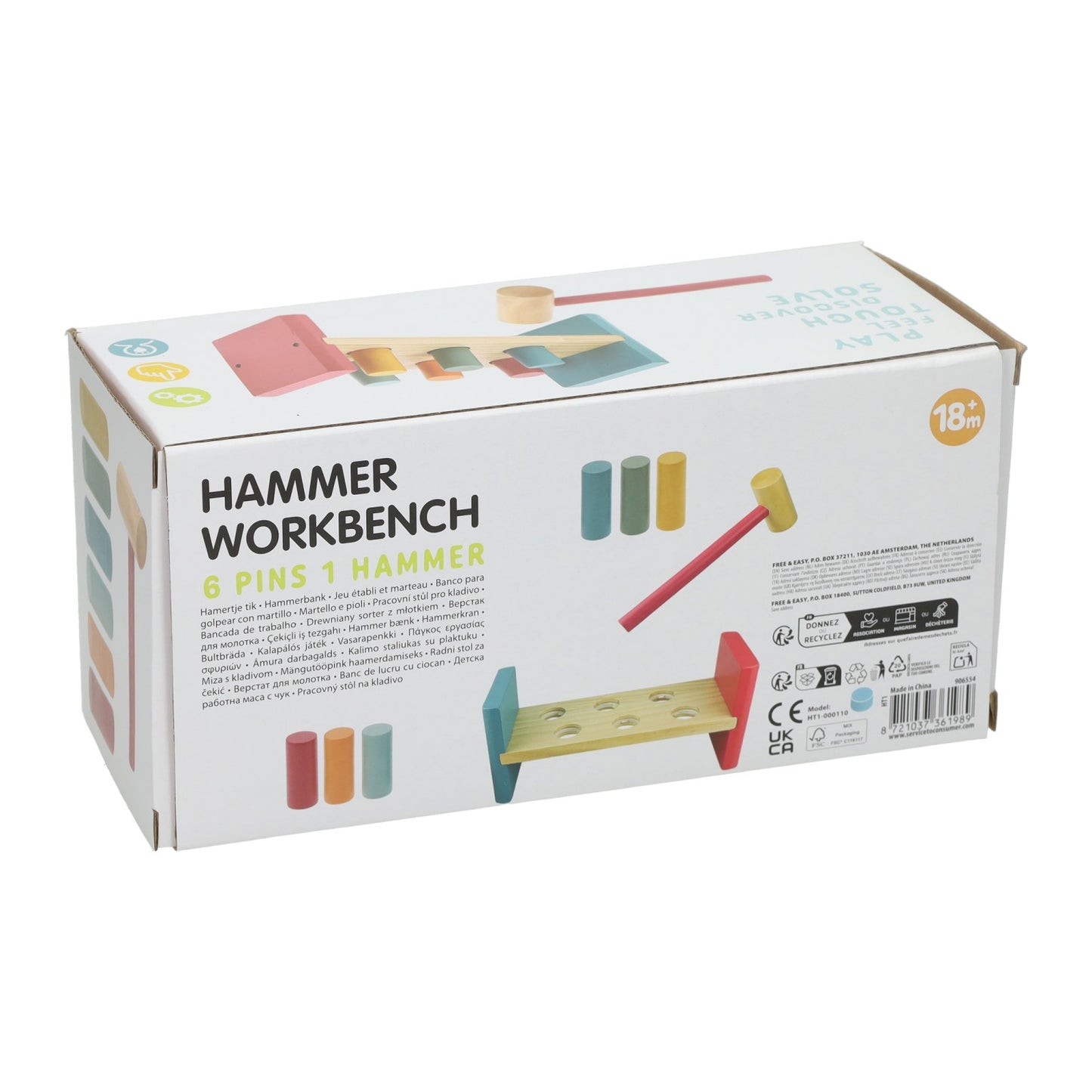 Hammerbank aus Holz mit Hammer