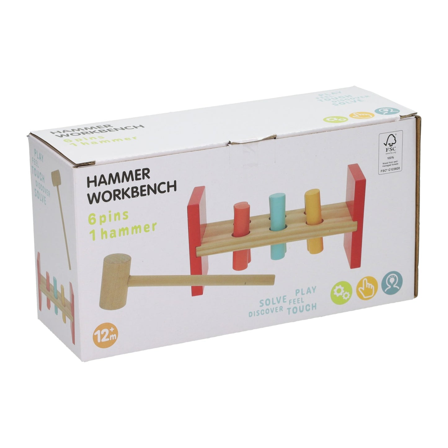 Hammerbank aus Holz mit Hammer
