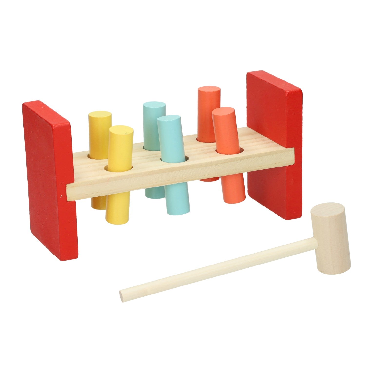 Hammerbank aus Holz mit Hammer