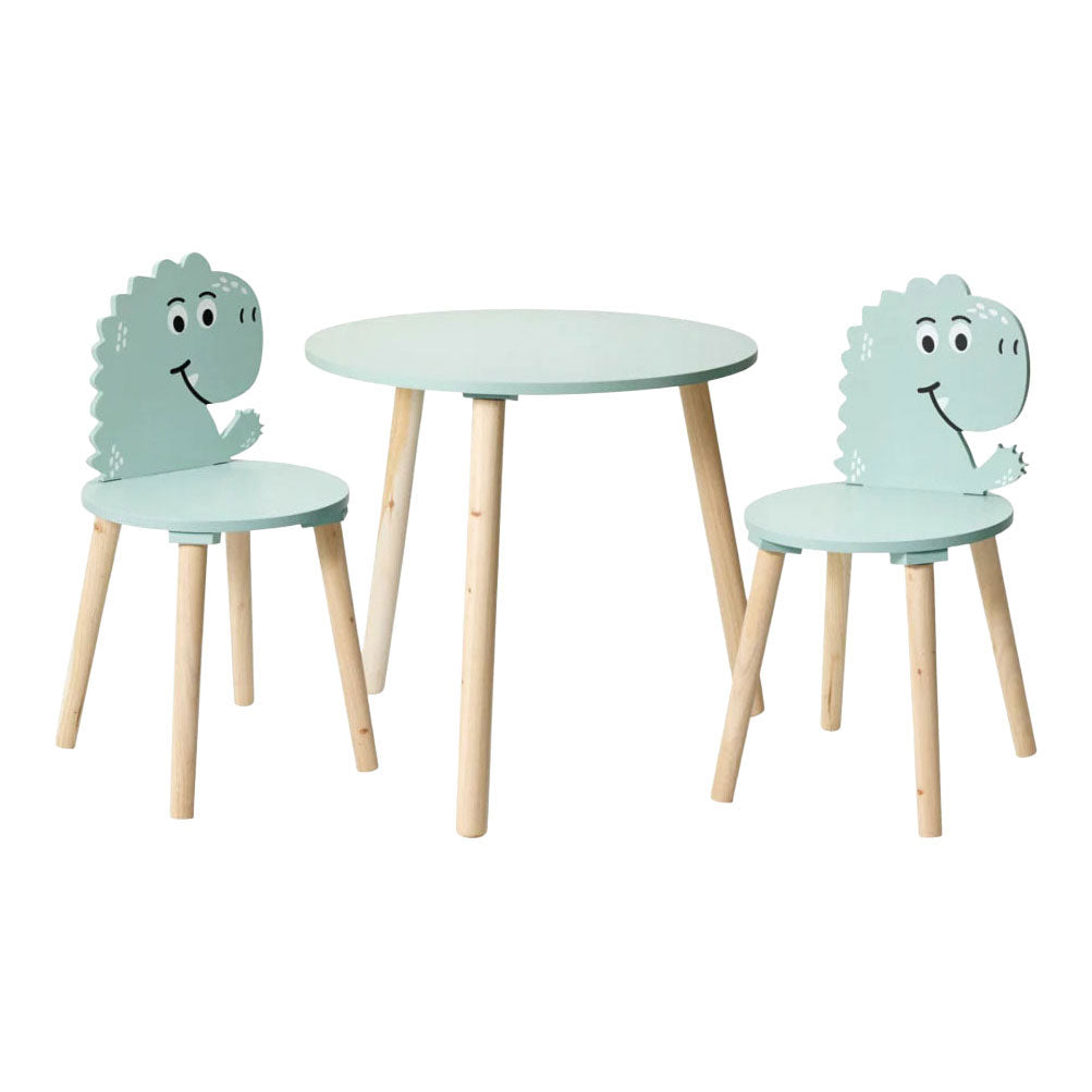 Holztischset mit 2 Stühlen Dinosaurier - blau