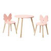 Holztischset mit 2 Stühlen Schmetterling - rosa