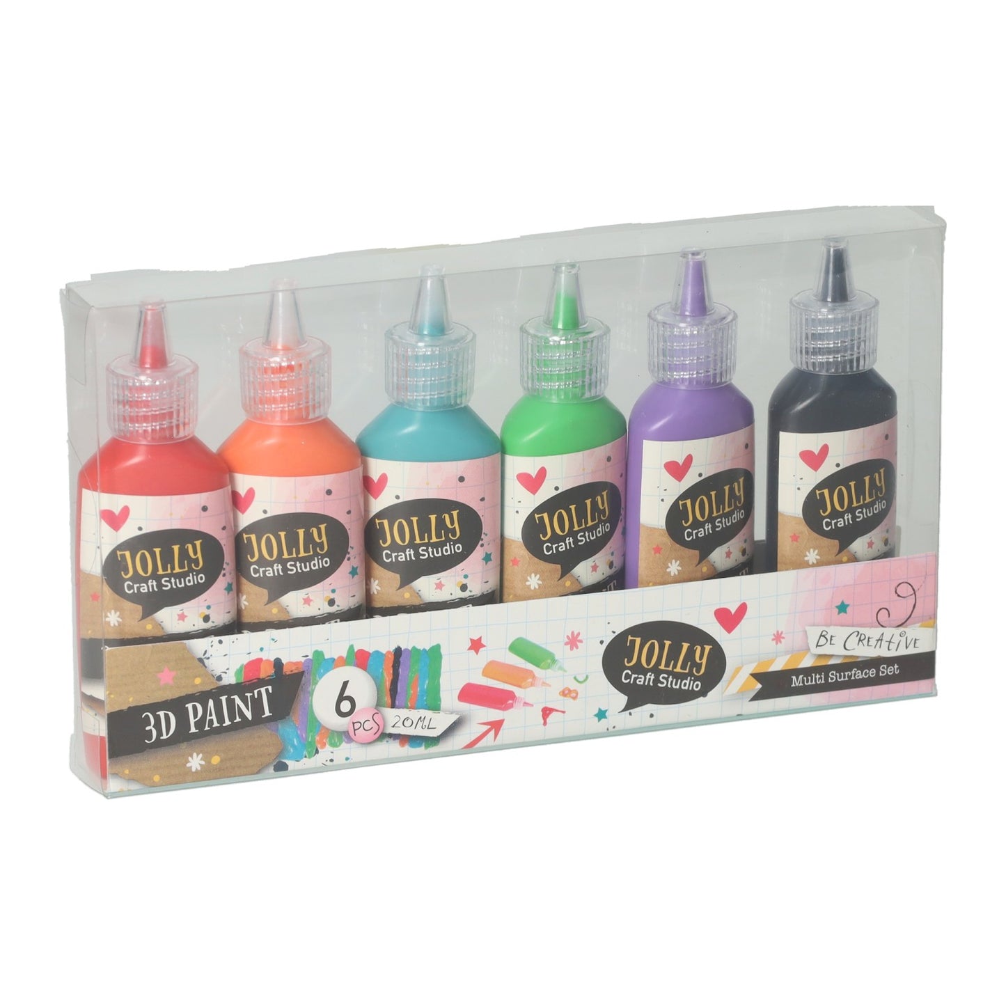 Mehrflächen-3D-Farben 20 ml – 6 Stück.