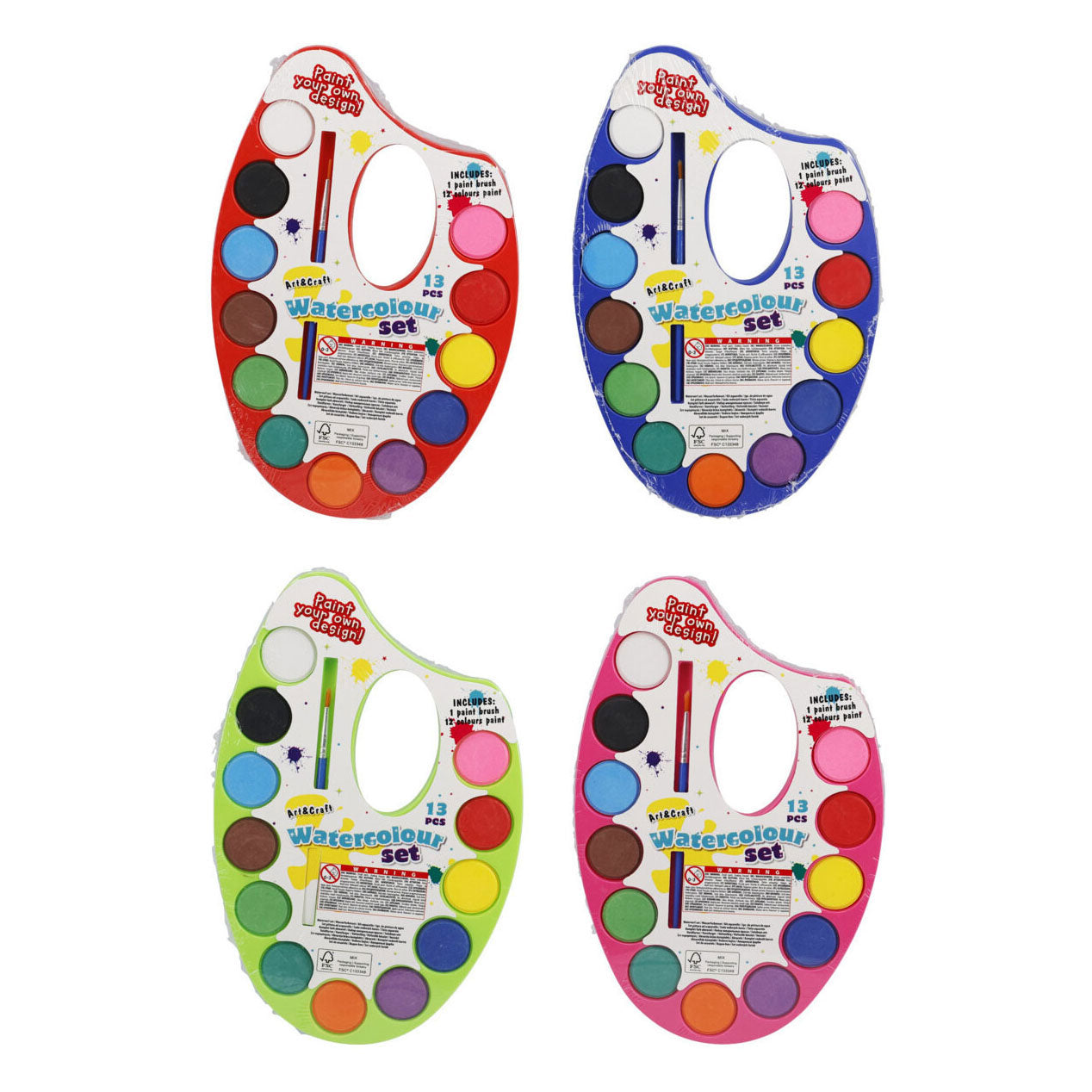 Aquarell-Set mit 12 Farben und Pinsel