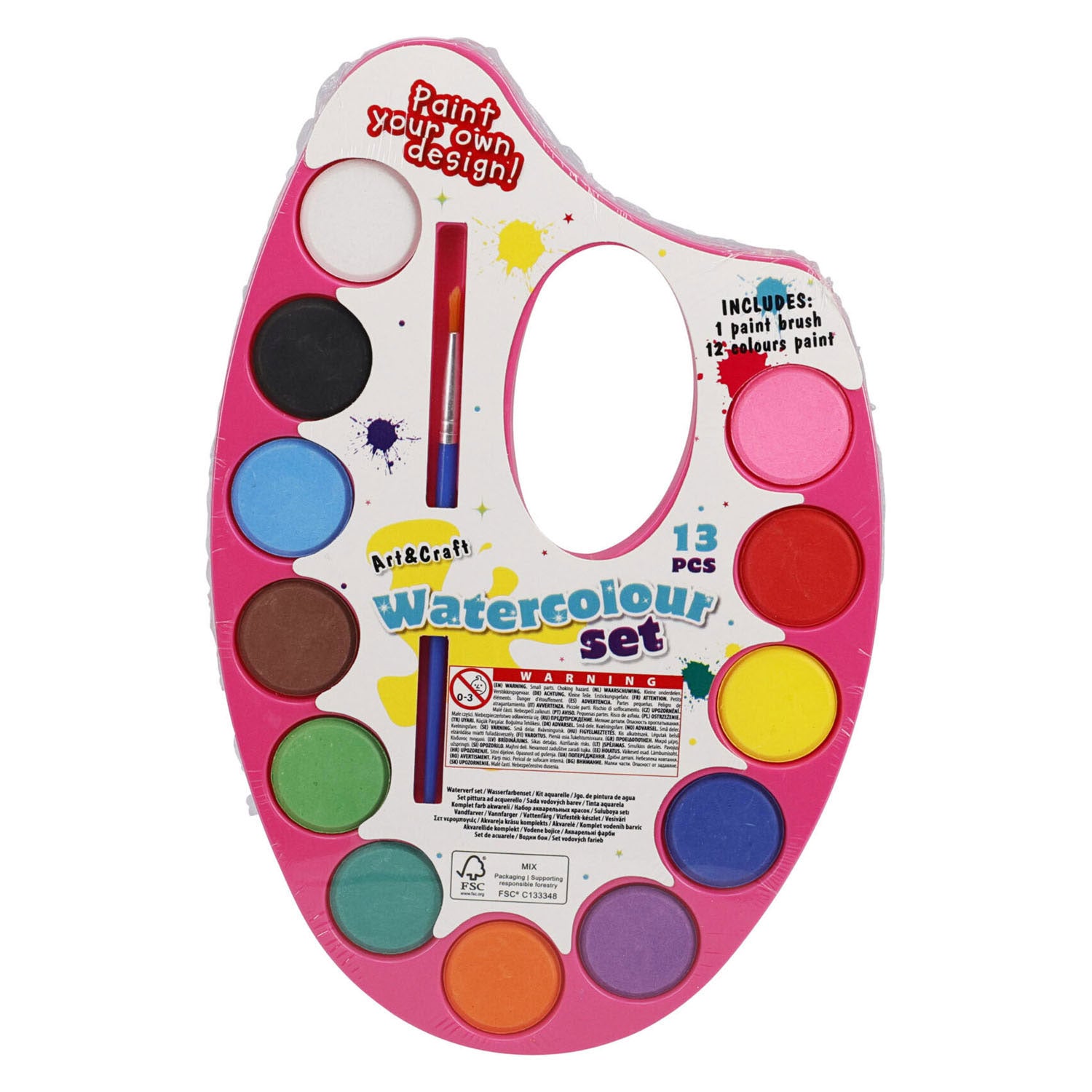 Aquarell-Set mit 12 Farben und Pinsel