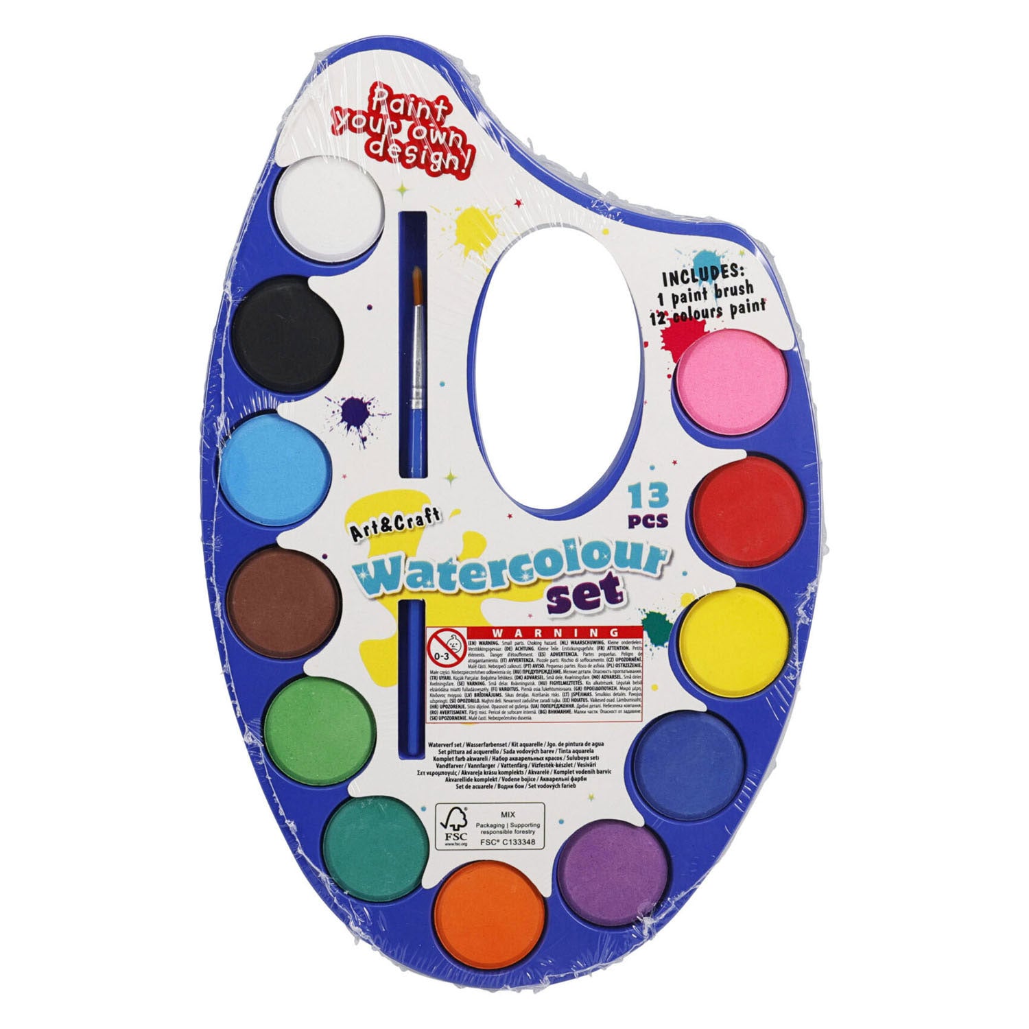 Aquarell-Set mit 12 Farben und Pinsel