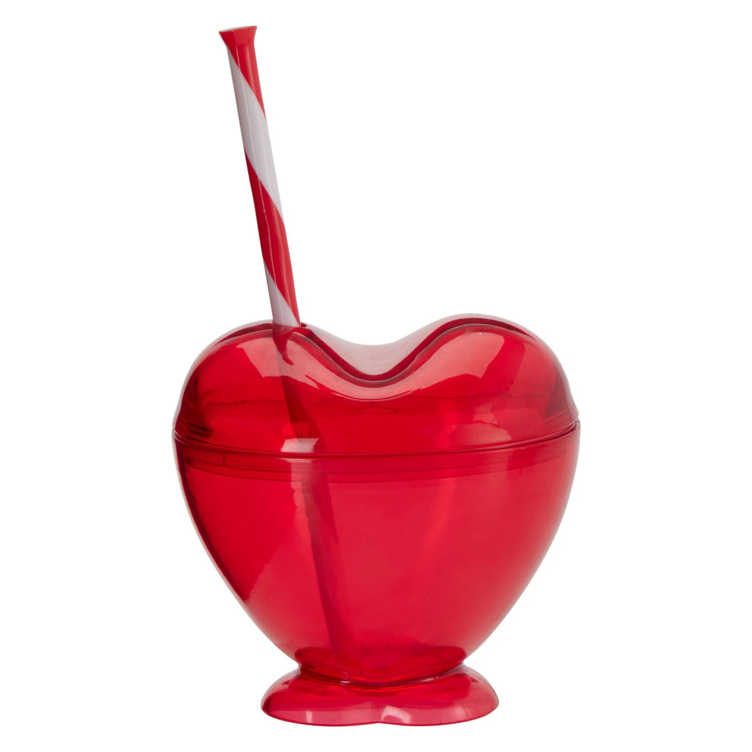 Trinkbecher in Herzform 350ml inklusive Strohhalm