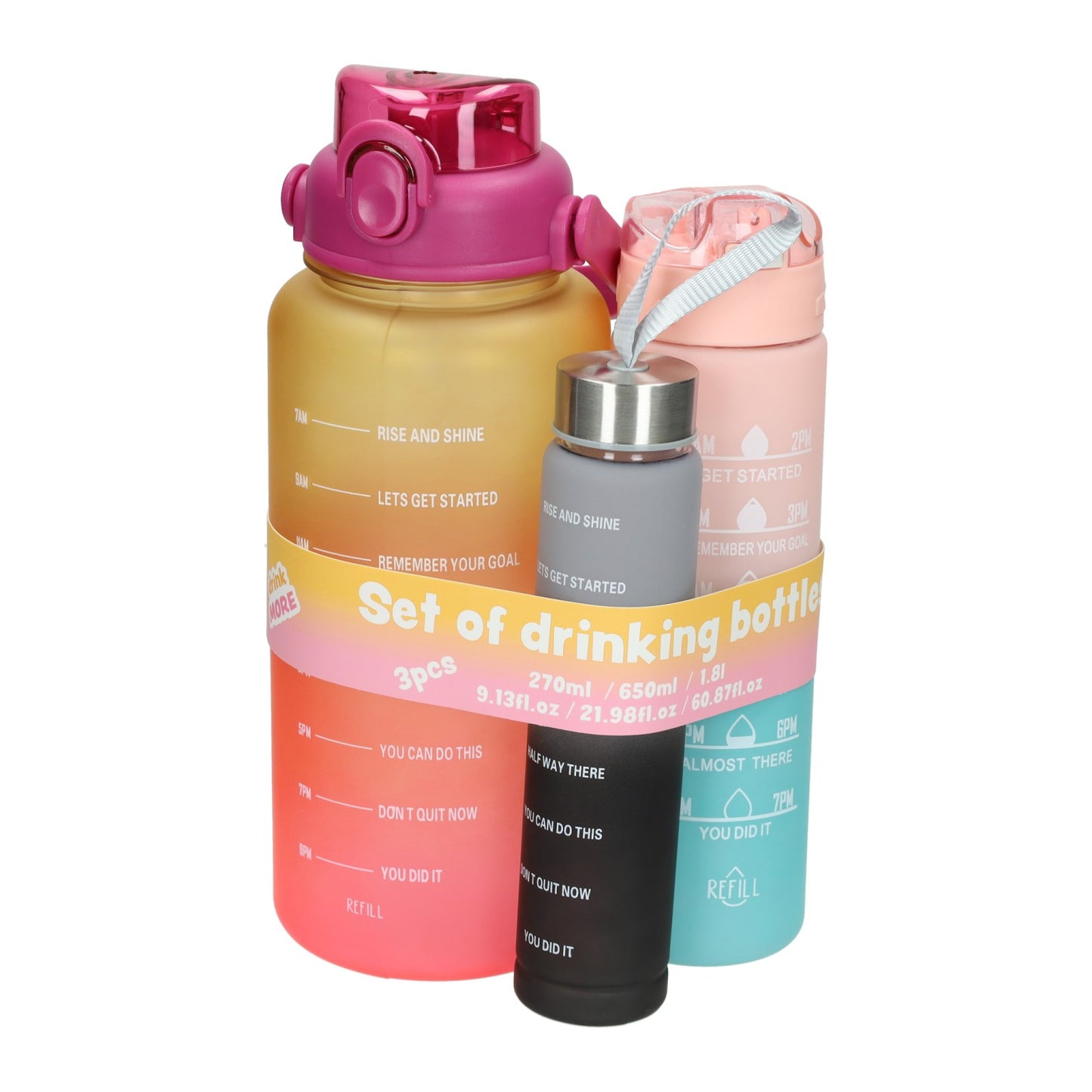 Set Trinkflaschen 270ml, 650ml und 1800ml