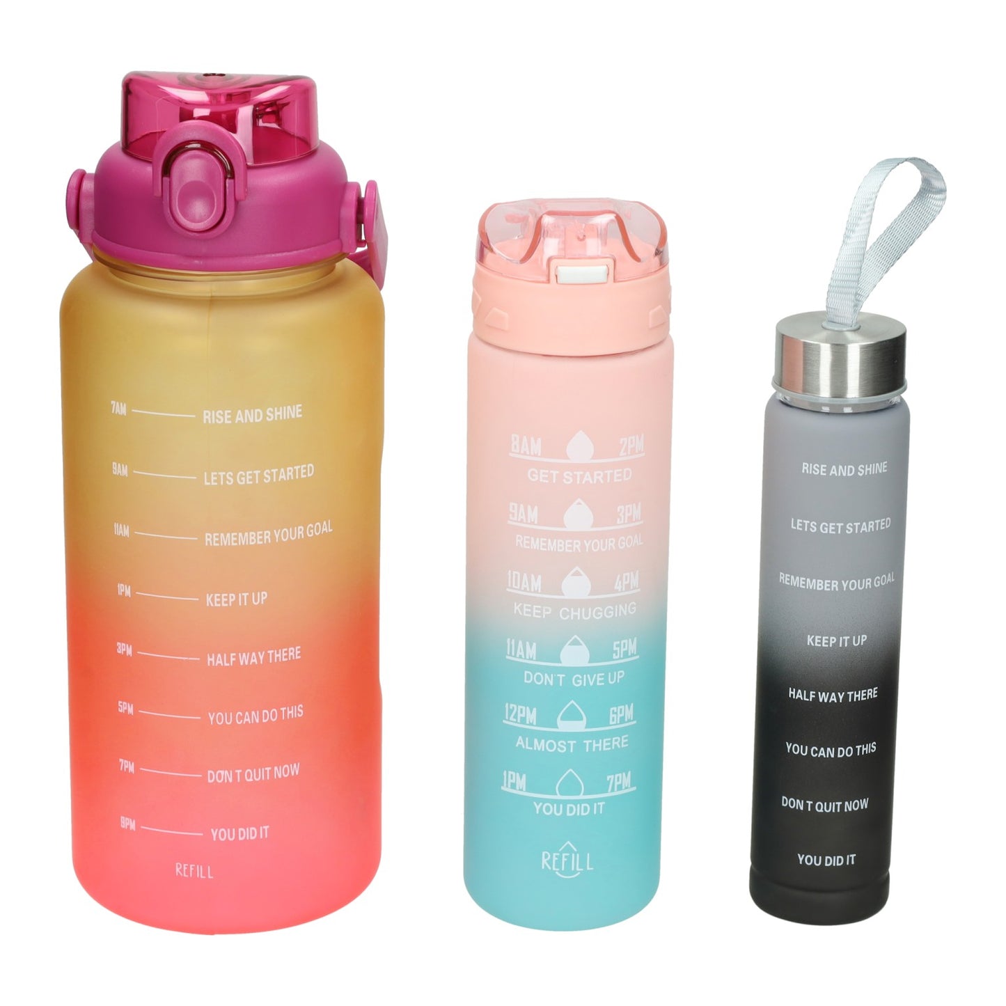 Set Trinkflaschen 270ml, 650ml und 1800ml
