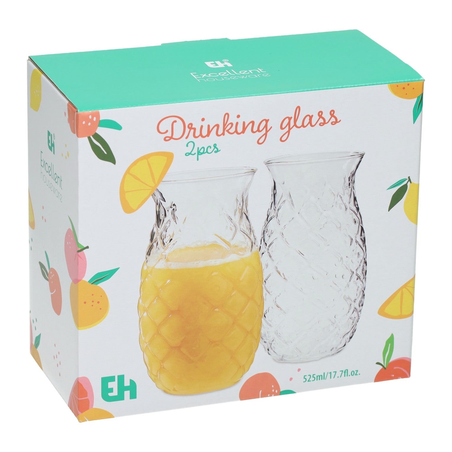 Set Trinkgläser in Ananasform 525ml - 2-tlg.