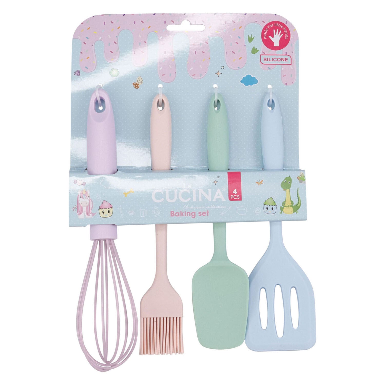 Backset für Kinder mit Rührbesen, Pinsel, Schaber und Spatel