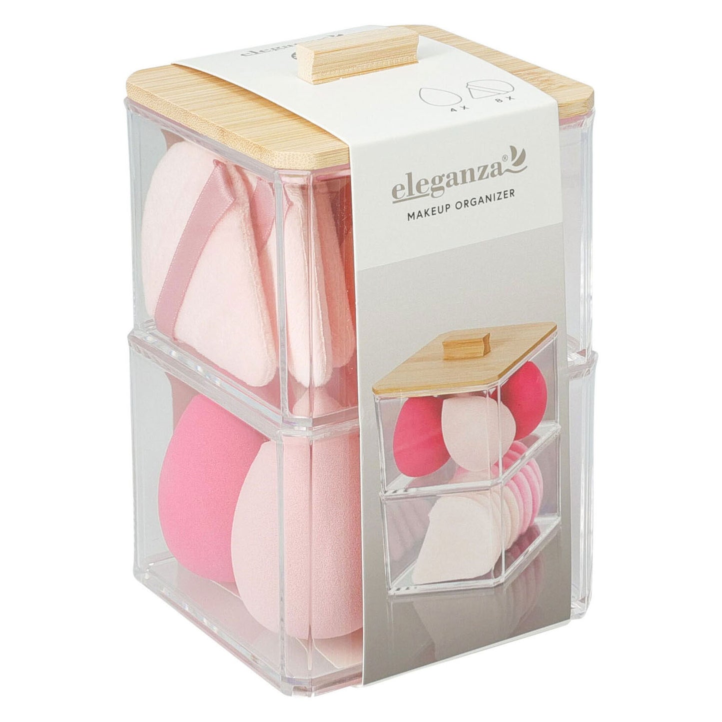 Make-up-Organizer 2-lagig mit Bambusdeckel