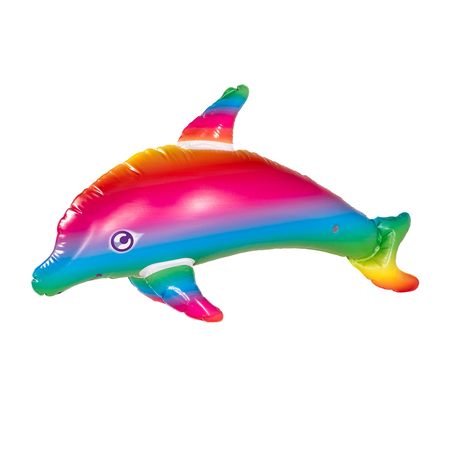 Aufblasbarer Delphin in Regenbogenfarben