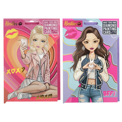 Karte „Besties“ mit Diamantmalerei + Umschlag