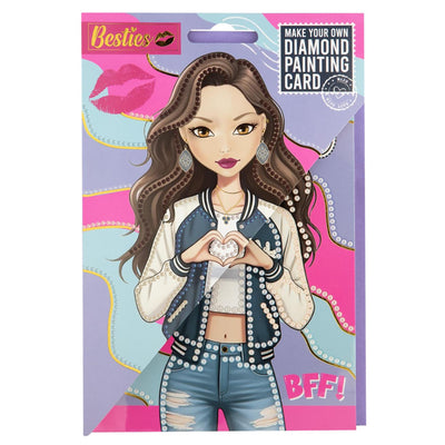 Karte „Besties“ mit Diamantmalerei + Umschlag