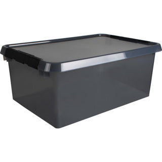 Comfort Line Aufbewahrungsbox 45 Liter transparent grau schwarz 60 x 40 x 26 cm | 2 Stk