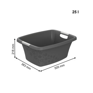 Rotho -Wäschereikorb 25 Liter Blumen grau