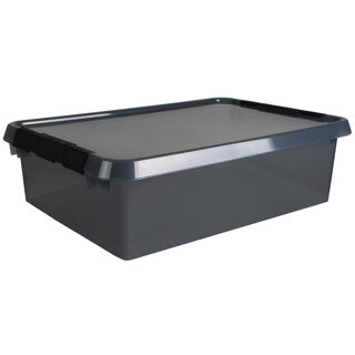 Comfort Line Aufbewahrungsbox 32 Liter transparent grau schwarz 60 x 40 x 18 cm | 2 Stk