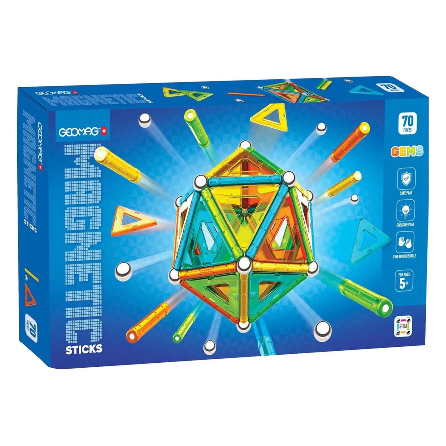 Geomag Magnetstäbe Edelstein-Set – 70 Stück.