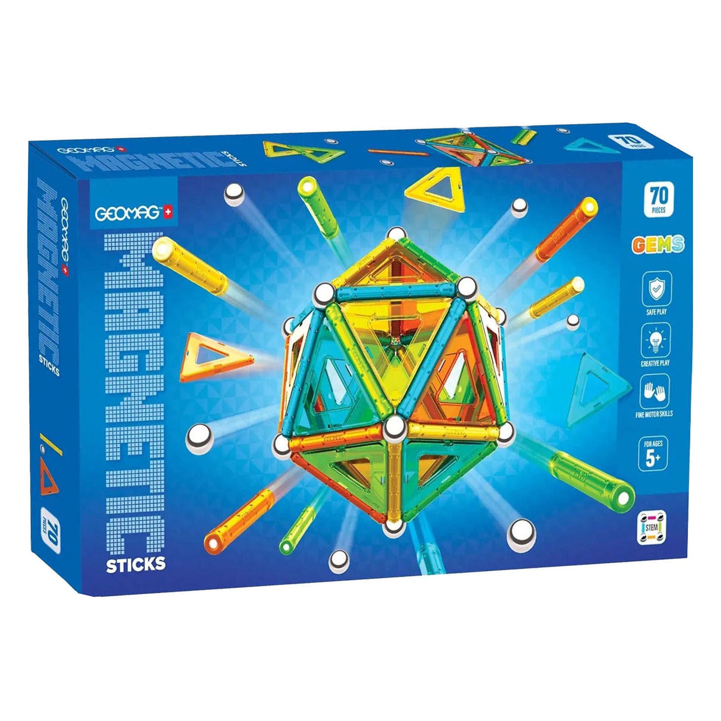 Geomag Magnetstäbe Edelstein-Set – 70 Stück.