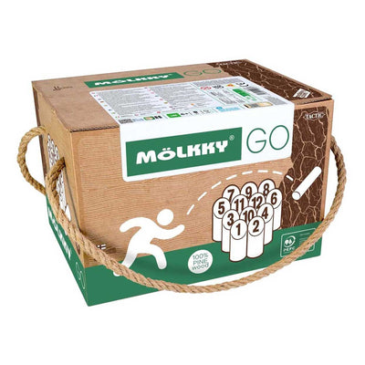 Selecta Molkky Go Kiefernholz-Wurfspiel mit 12 Kegeln