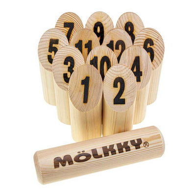 Selecta Molkky Go Kiefernholz-Wurfspiel mit 12 Kegeln