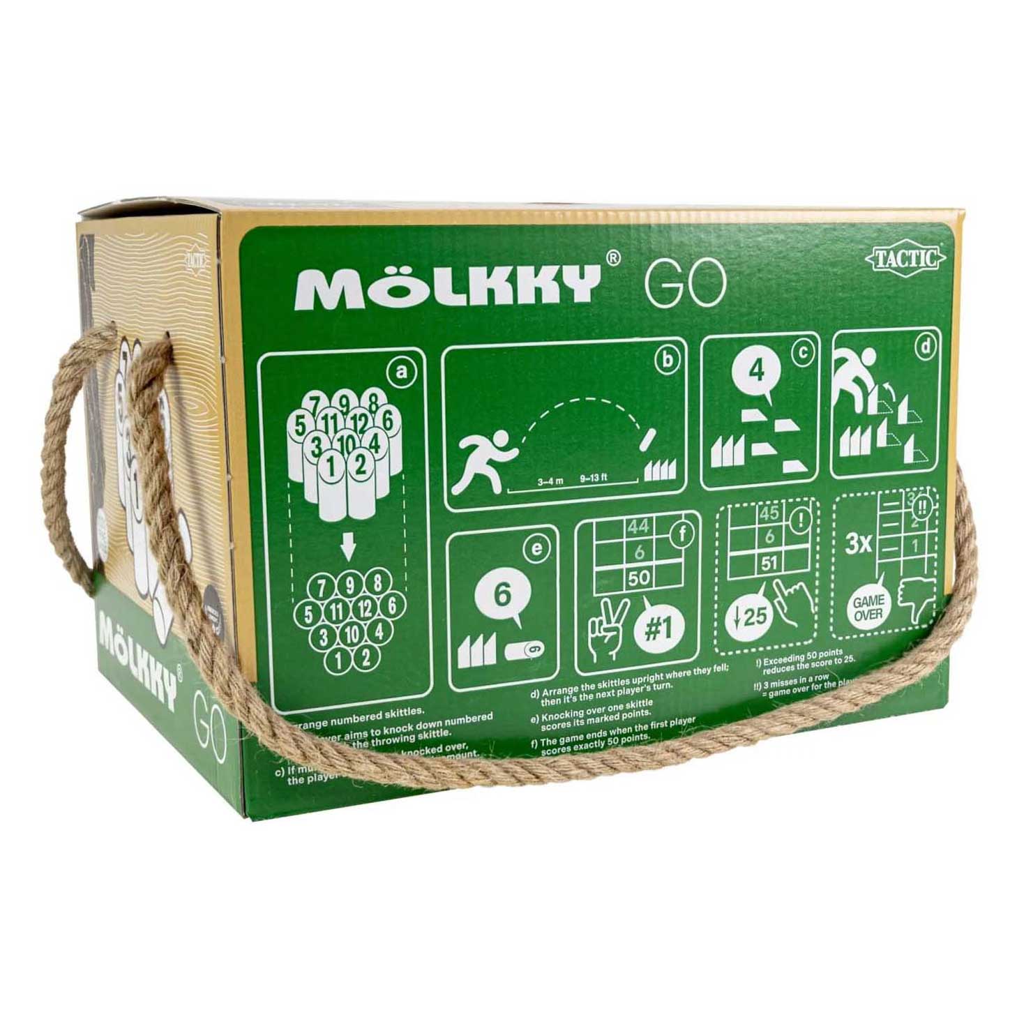 Selecta Molkky Go Kiefernholz-Wurfspiel mit 12 Kegeln