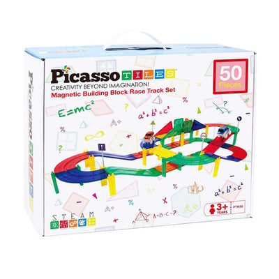 Selecta Picassotiles Race Track - Magnetic Building Tiles, 50DLG.