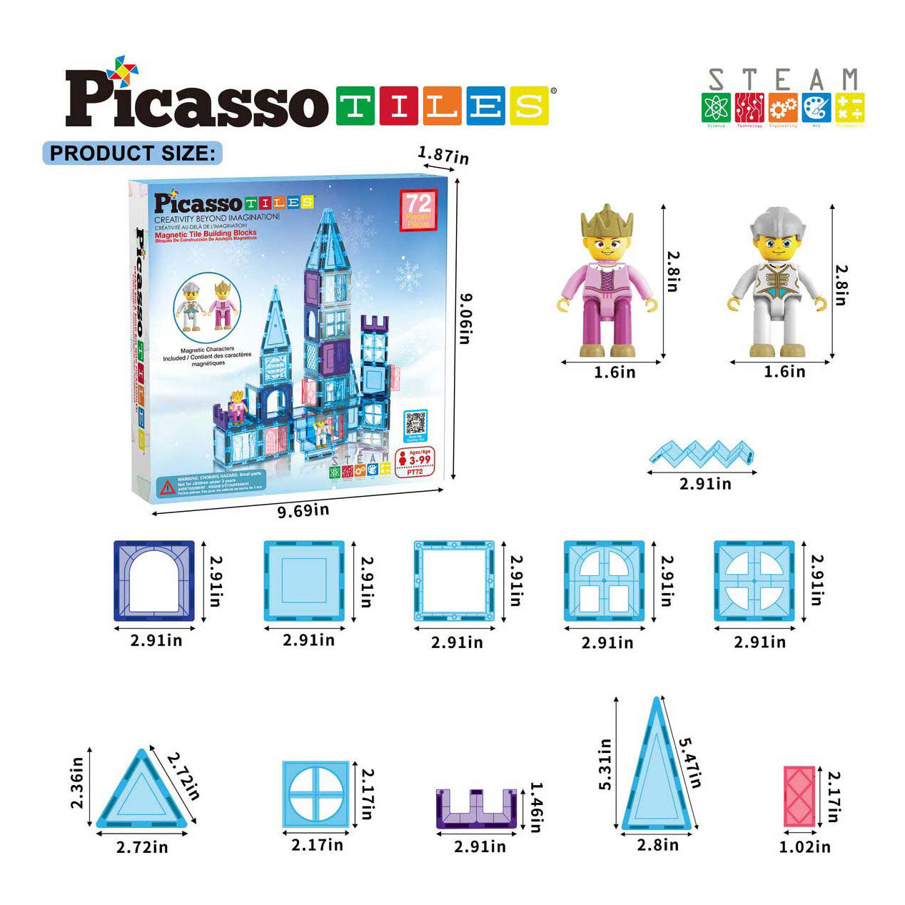 Selecta picassotiles Winterthema - Magnetische Gebäudefliesen, 72dlg.