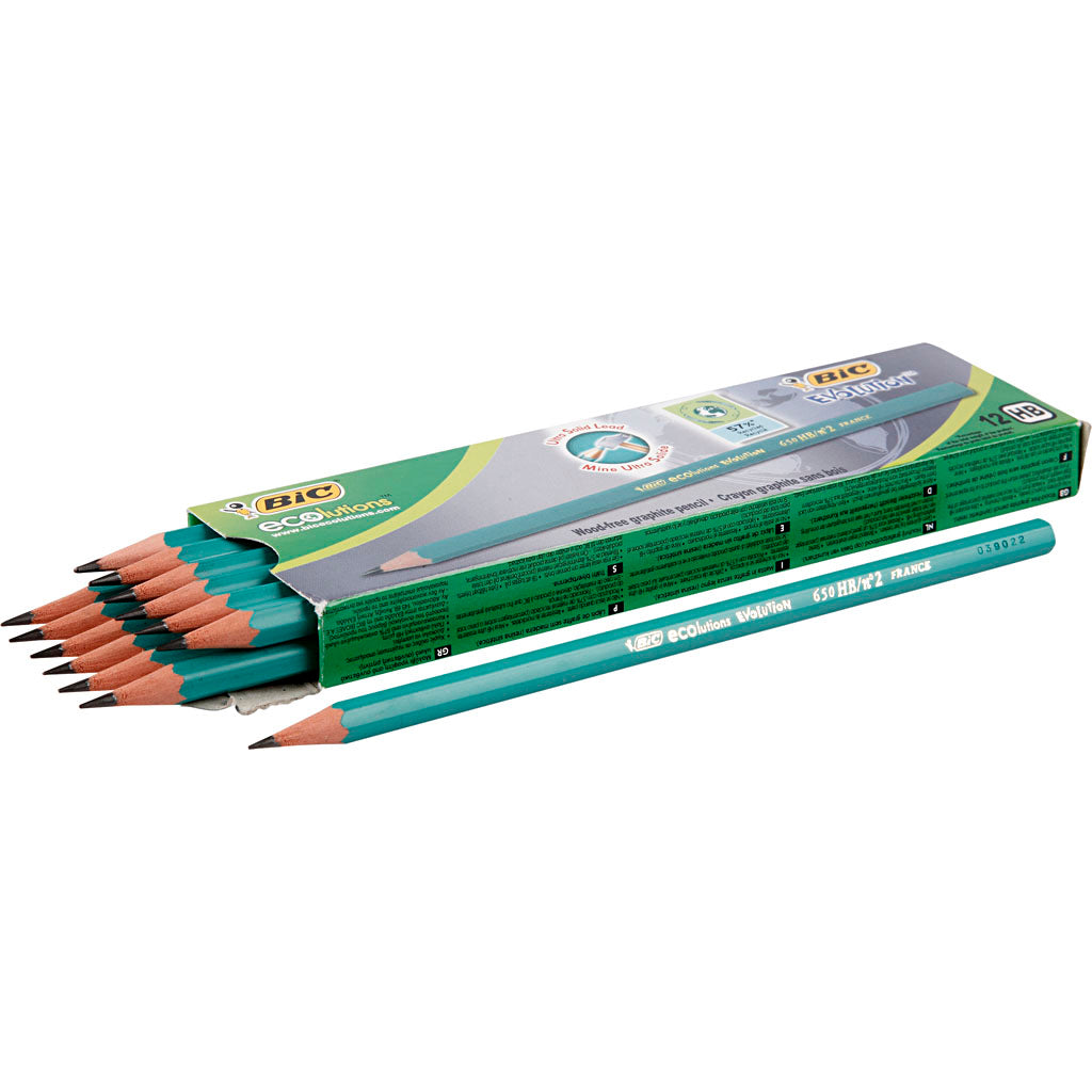 BIC Evolution Stifte, L: 17,5 cm, Hb, Dicke 7 mm, Füllung 2 mm, 12 Stück 1 Box