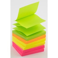 Pop-up-Notizen, Bürodepot, 76 x 76 mm, sortiert, Neon-Zickzack, repositionierbar, 100 Blatt