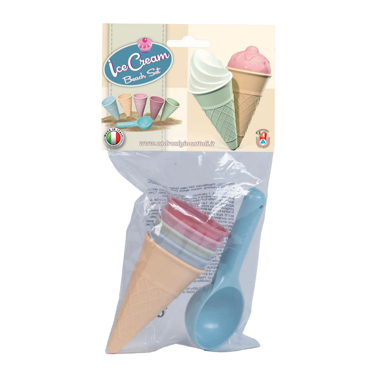 Androni -Eiscreme Sandformen mit Schaufel, 6dlg.