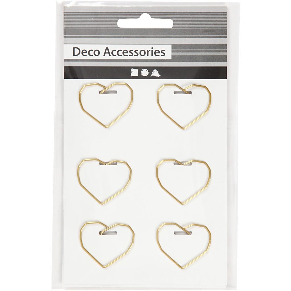 Creativ Company Clips, Herz, Größe 30x20 mm, gold, 6 Stück 1 Box