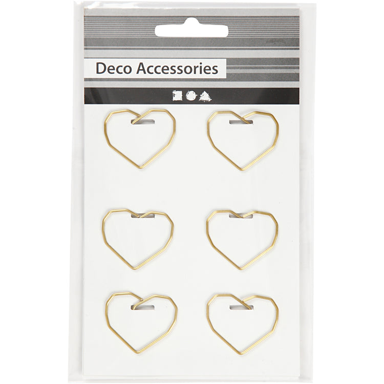 Creativ Company Clips, Herz, Größe 30x20 mm, gold, 6 Stück 1 Box